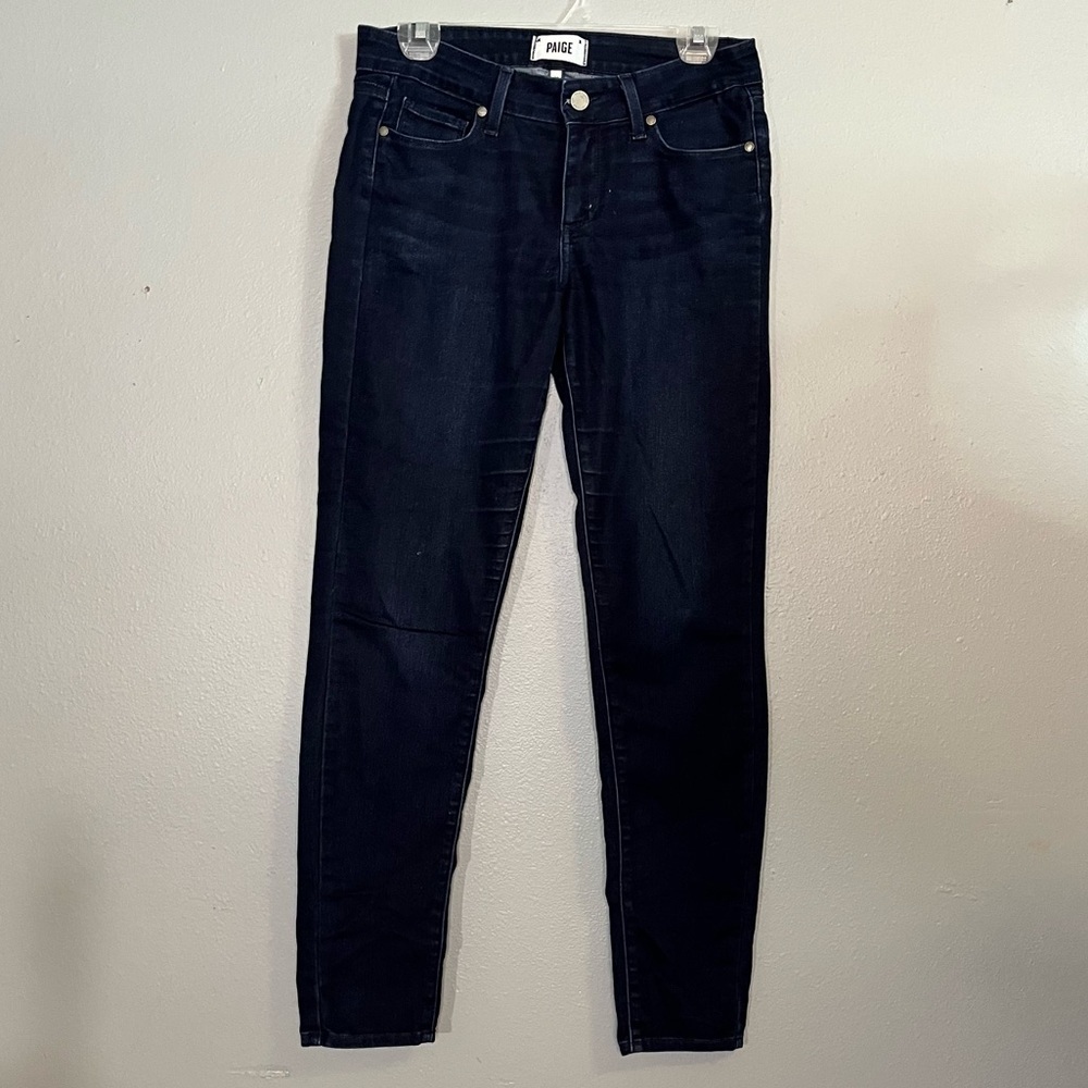 PAIGE PEG SUPER SKINNY Women's Dark Wash Denim Jeans Size 28